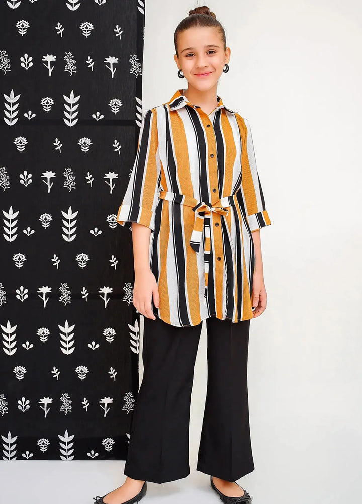 Ochre Pret Printed Crepe 2 Piece Suit For Girls OFW-FC-21