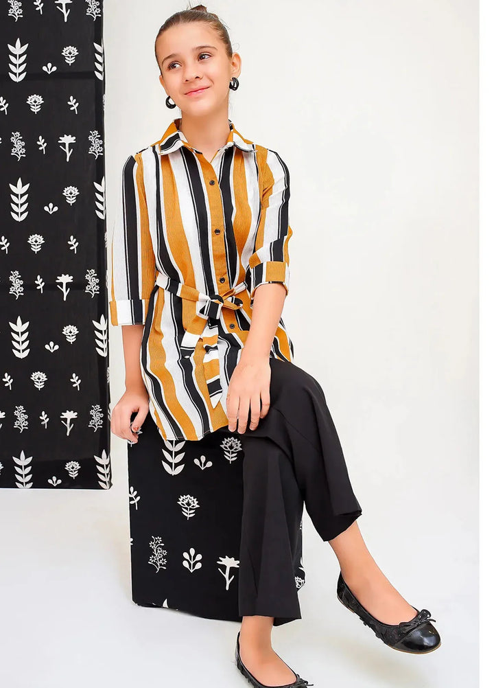 Ochre Pret Printed Crepe 2 Piece Suit For Girls OFW-FC-21