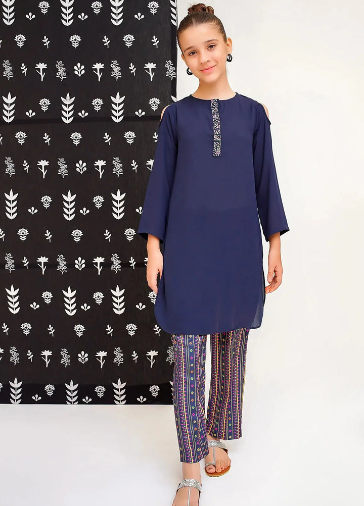 Ochre Pret Printed Georgette 2 Piece Suit For Girls OFW-FC-16