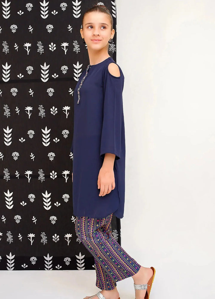 Ochre Pret Printed Georgette 2 Piece Suit For Girls OFW-FC-16