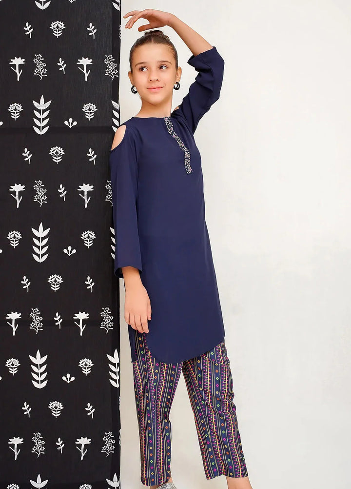 Ochre Pret Printed Georgette 2 Piece Suit For Girls OFW-FC-16