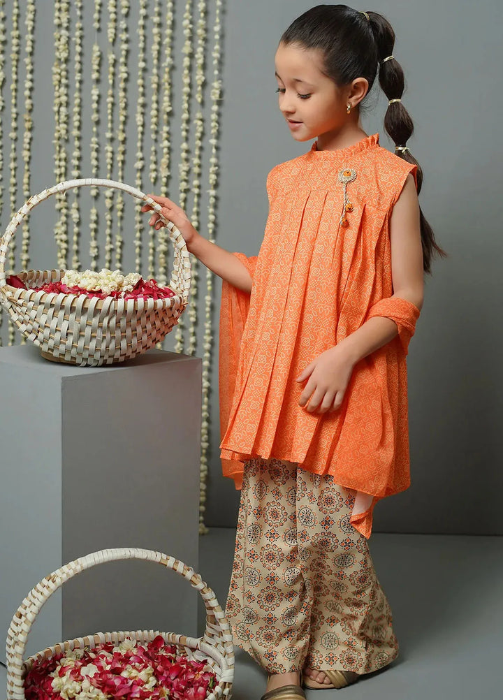Ochre Pret Printed Lawn 3 Piece Suit For Kids INDP-06