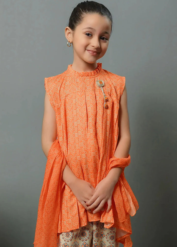 Ochre Pret Printed Lawn 3 Piece Suit For Kids INDP-06