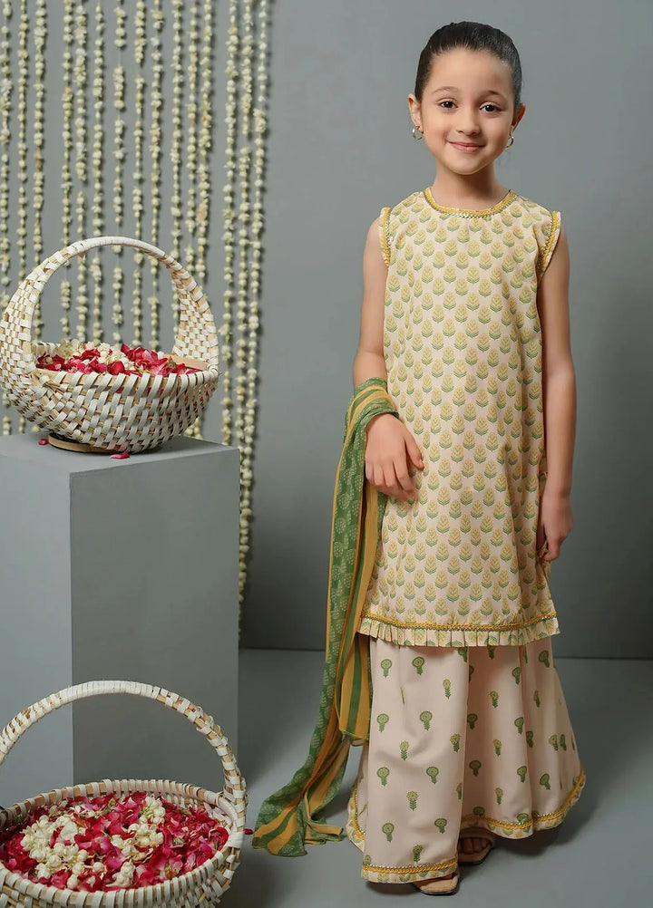 Ochre Pret Printed Lawn 3 Piece Suit For Kids INDP-07