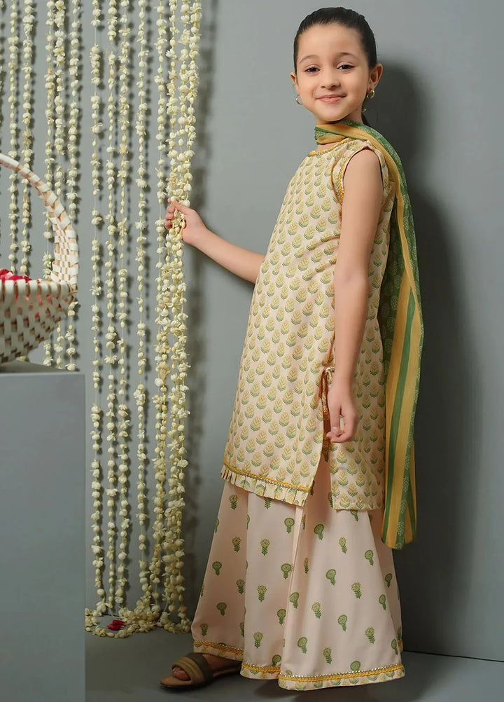 Ochre Pret Printed Lawn 3 Piece Suit For Kids INDP-07