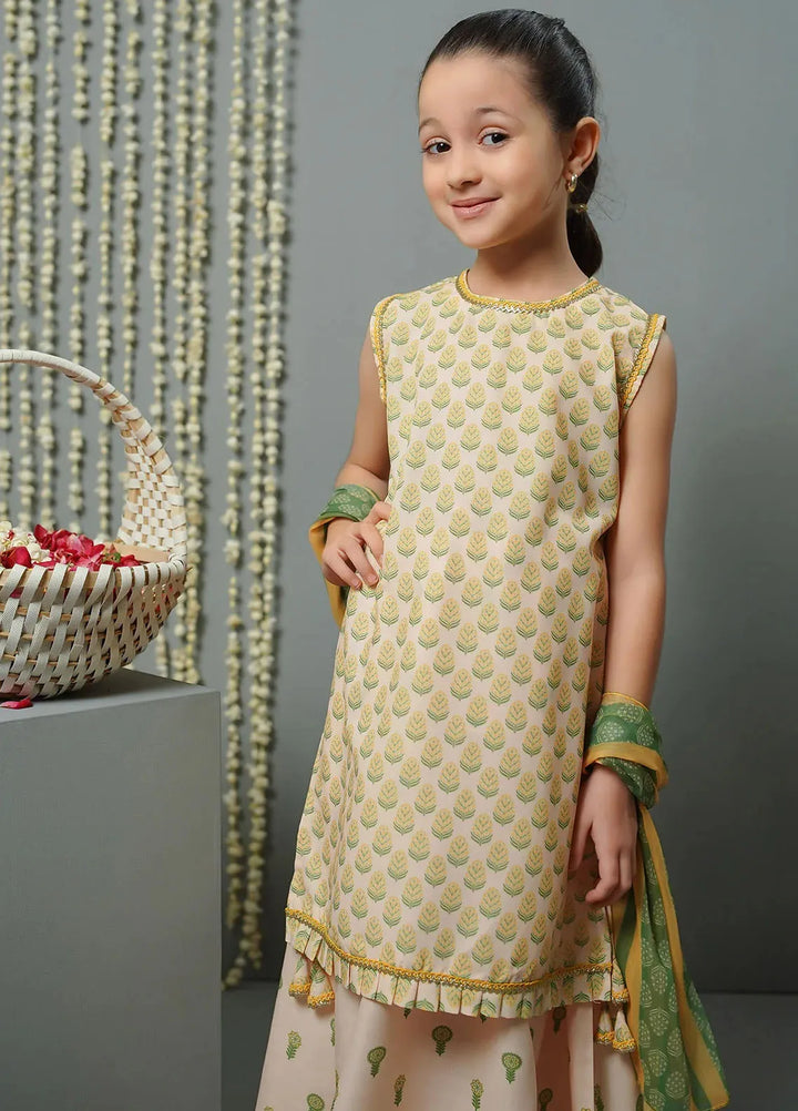 Ochre Pret Printed Lawn 3 Piece Suit For Kids INDP-07