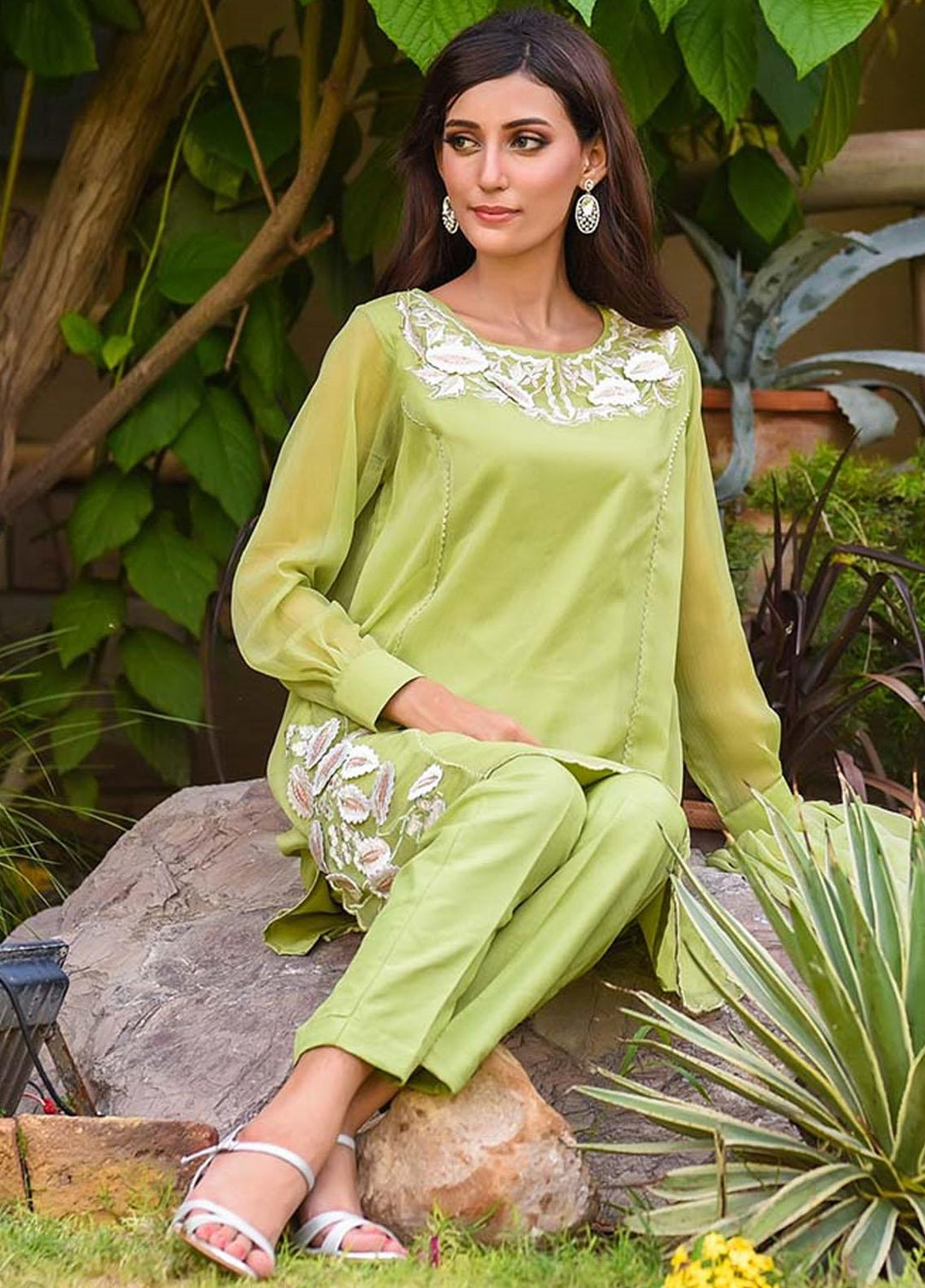Ochre Pret Chiffon 3 Piece OFW 284 (M) Parrot Green