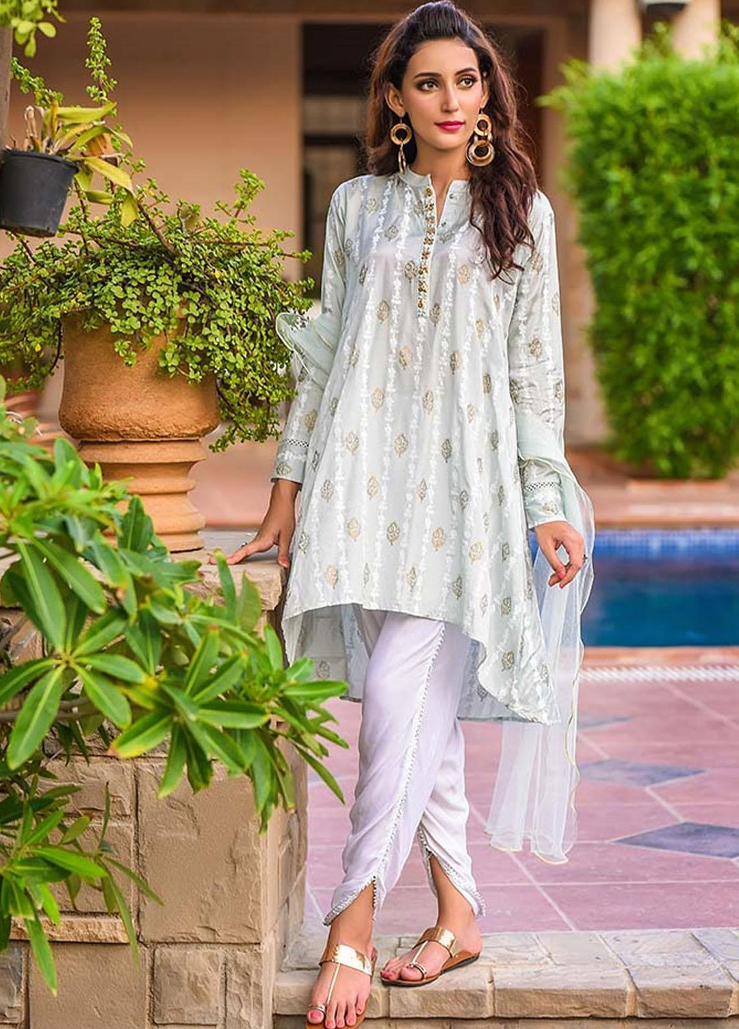 Ochre Pret Cotton Silk 3 Piece OFW 277 (M) Steel Grey