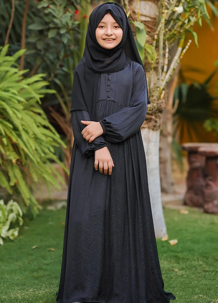 Ochre  Printed Charmeuse Abaya with Scarf ABA-01