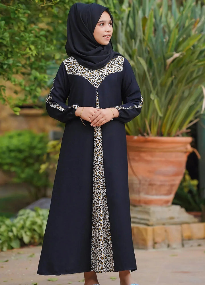 Ochre  Printed Georgette Abaya with Scarf ABA-03