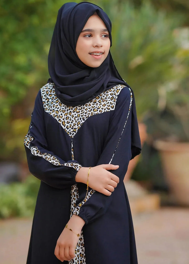 Ochre  Printed Georgette Abaya with Scarf ABA-03