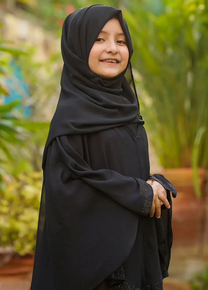 Ochre  Printed Georgette Abaya with Scarf ABA-08