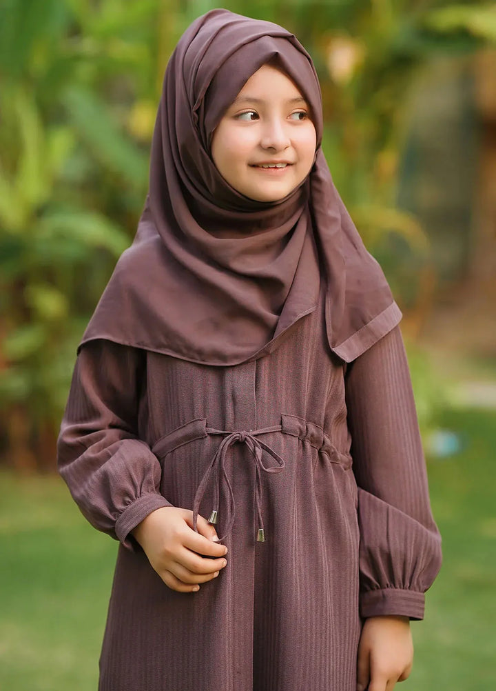 Ochre  Printed Viscose Abaya with Scarf ABA-05