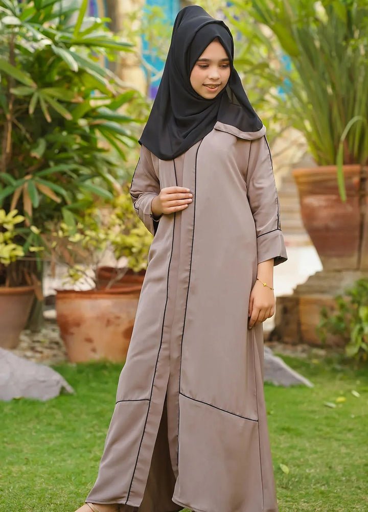 Ochre  Printed Wool Peach Abaya with Scarf ABA-09