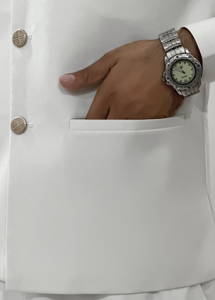 Off White Kurta Shalwar with Waistcoat