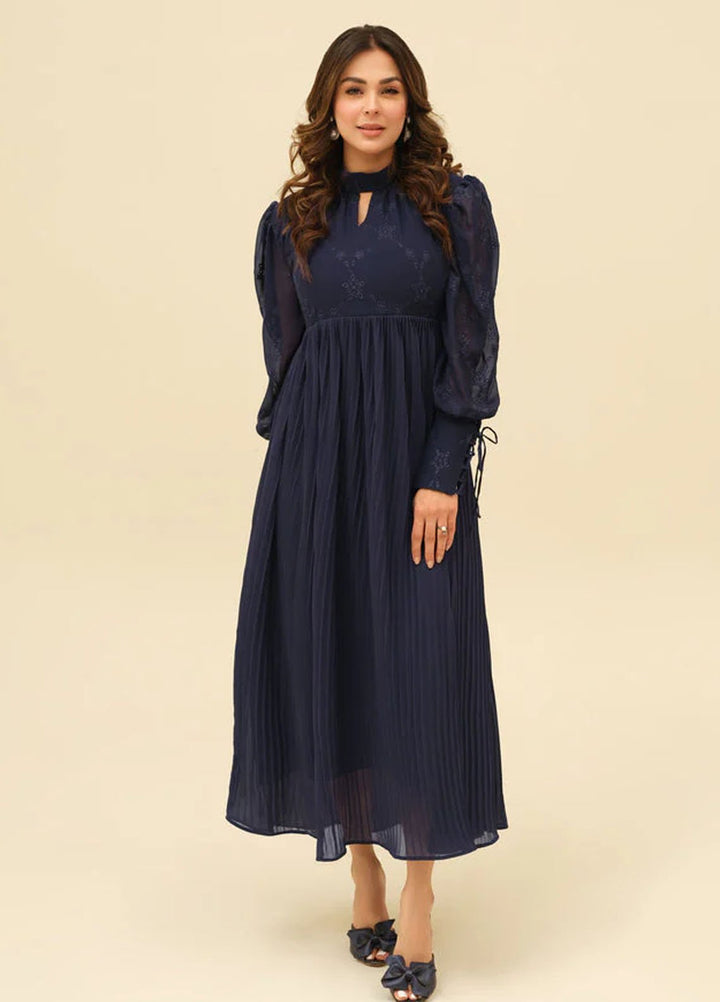 Old Money by Apricocia Pret Embroidered Chiffon 1 Piece Suit Sapphire