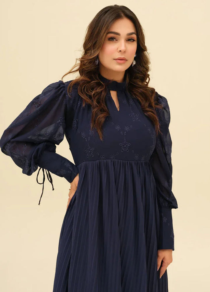 Old Money by Apricocia Pret Embroidered Chiffon 1 Piece Suit Sapphire