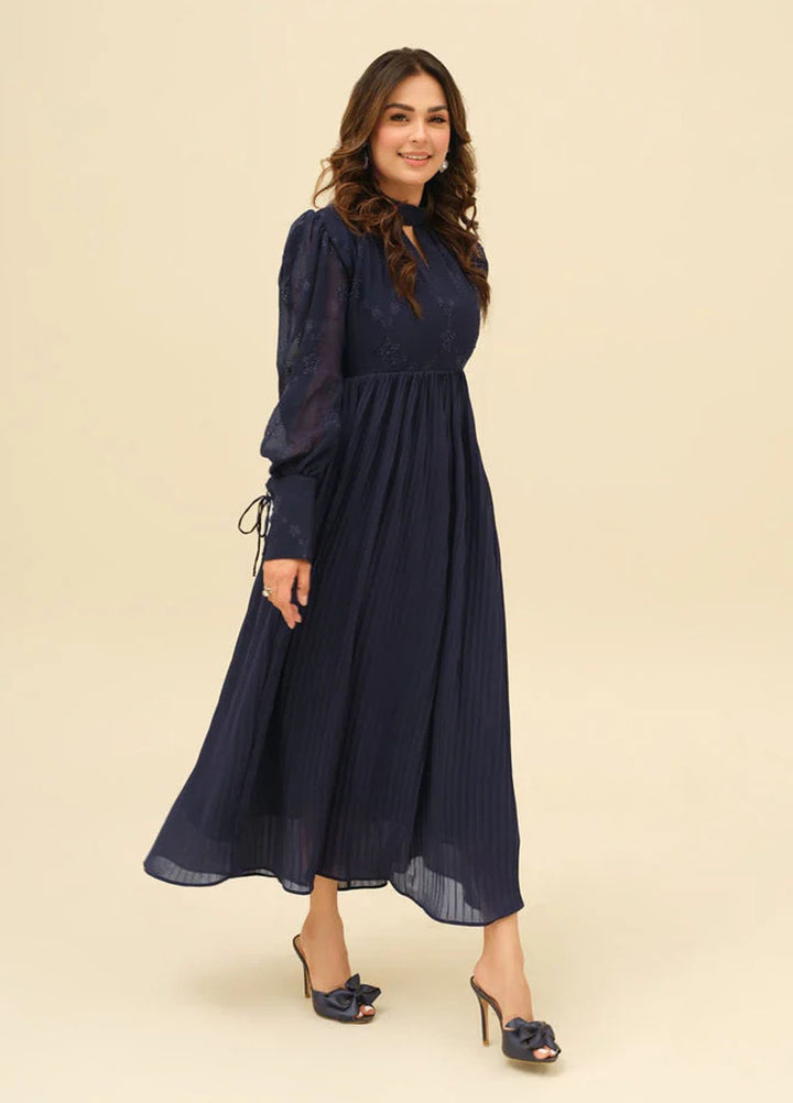 Old Money by Apricocia Pret Embroidered Chiffon 1 Piece Suit Sapphire