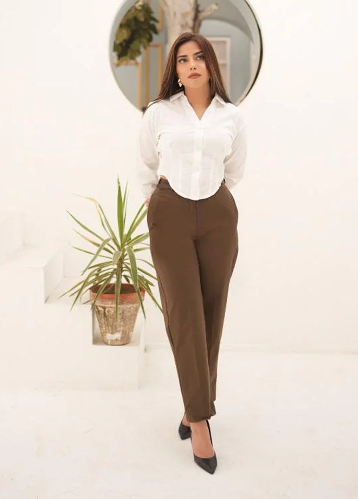 Old Money by Apricocia Pret Solid Chambray Pant Army Straight Pants