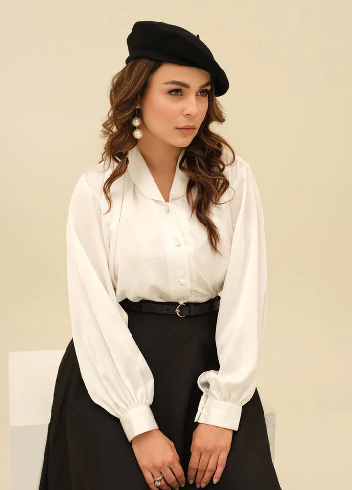 Old Money by Apricocia Pret Solid Georgette Skirt Black Hollyhock Skirt