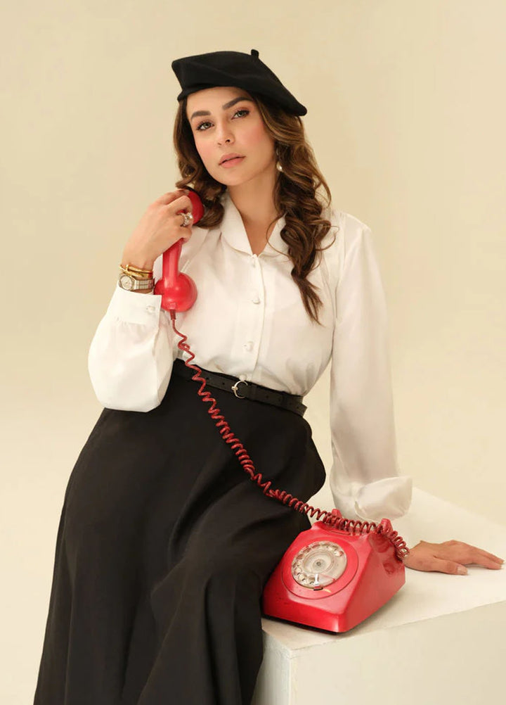 Old Money by Apricocia Pret Solid Georgette Skirt Black Hollyhock Skirt