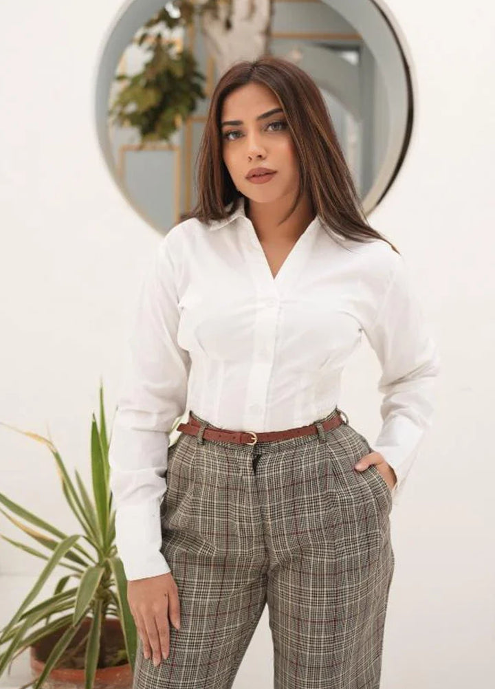 Old Money by Apricocia Pret Textured Cotton Pant Khaki Straight Pant