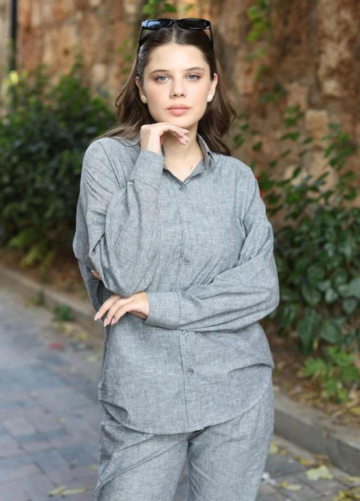 Old Money by Apricocia Pret Textured Linen 2 Piece Suit Sparkle Haze