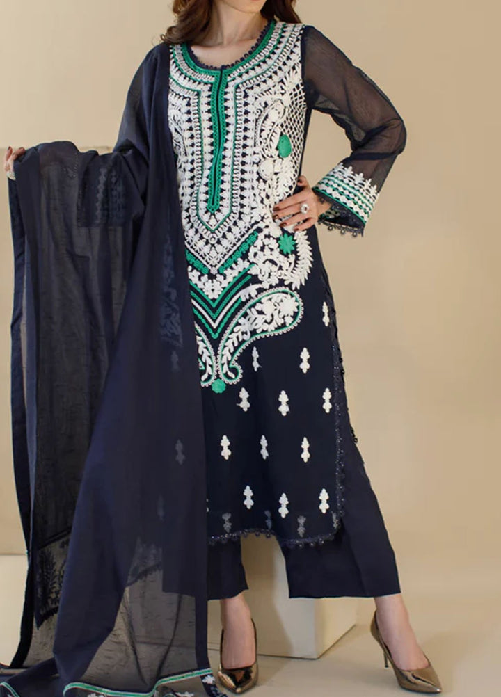 Ombrella Pret Embroidered Khaadi Net 3 Piece Ethnic