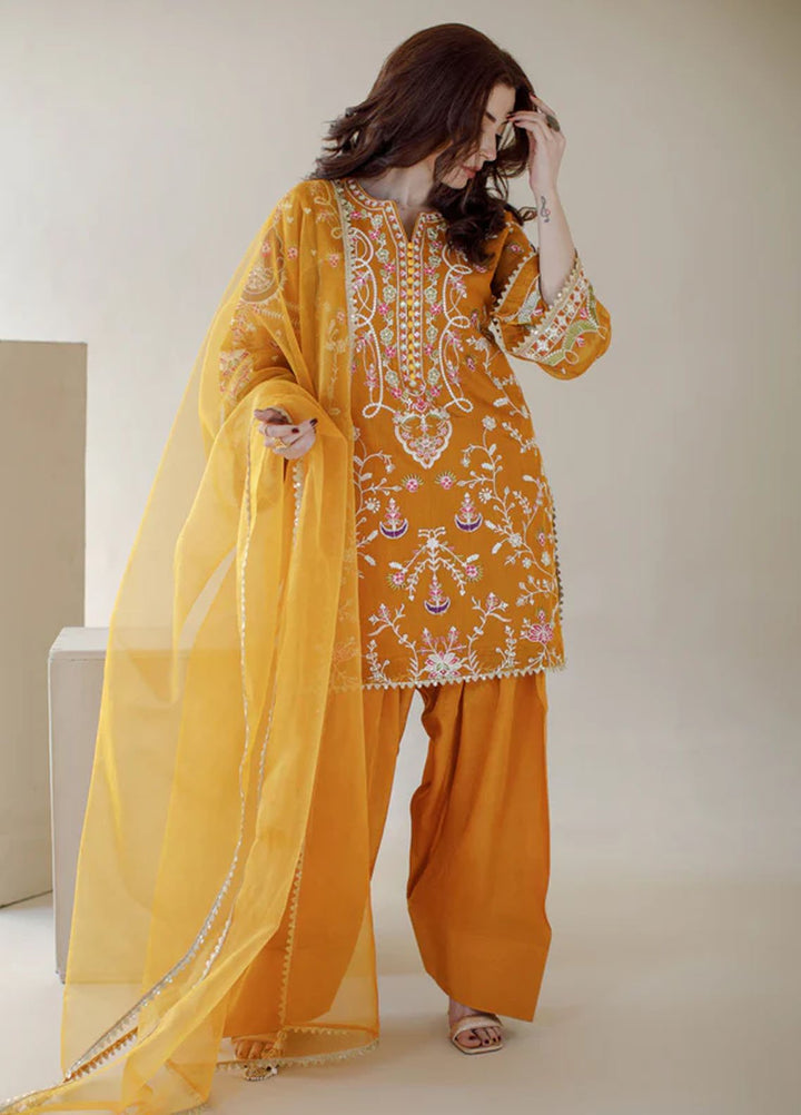 Ombrella Pret Embroidered Khaadi Net 3 piece Sunshine