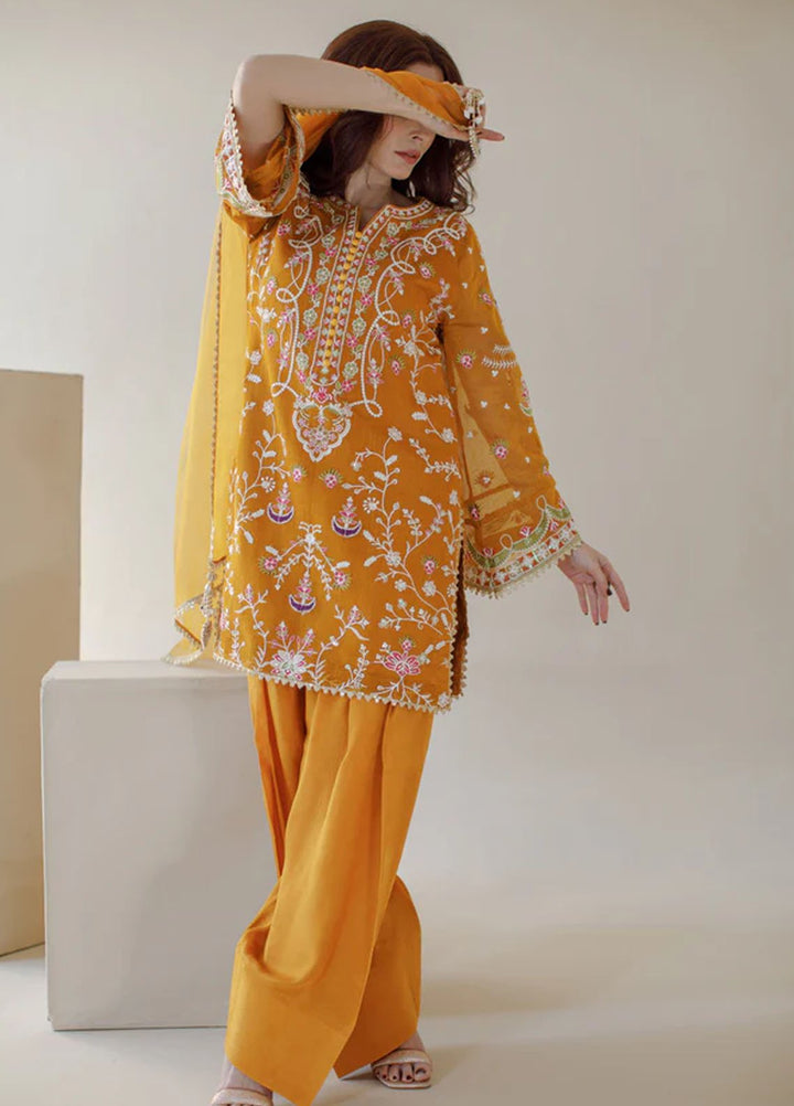 Ombrella Pret Embroidered Khaadi Net 3 piece Sunshine
