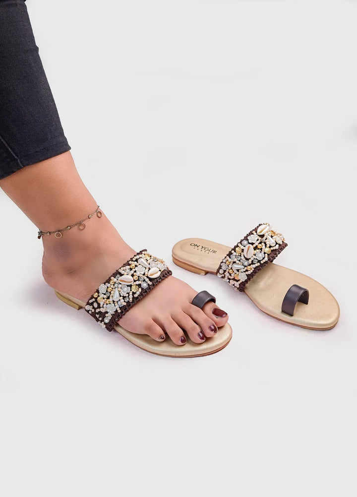 On Your Feets Women Kolhapuri Heer Brown