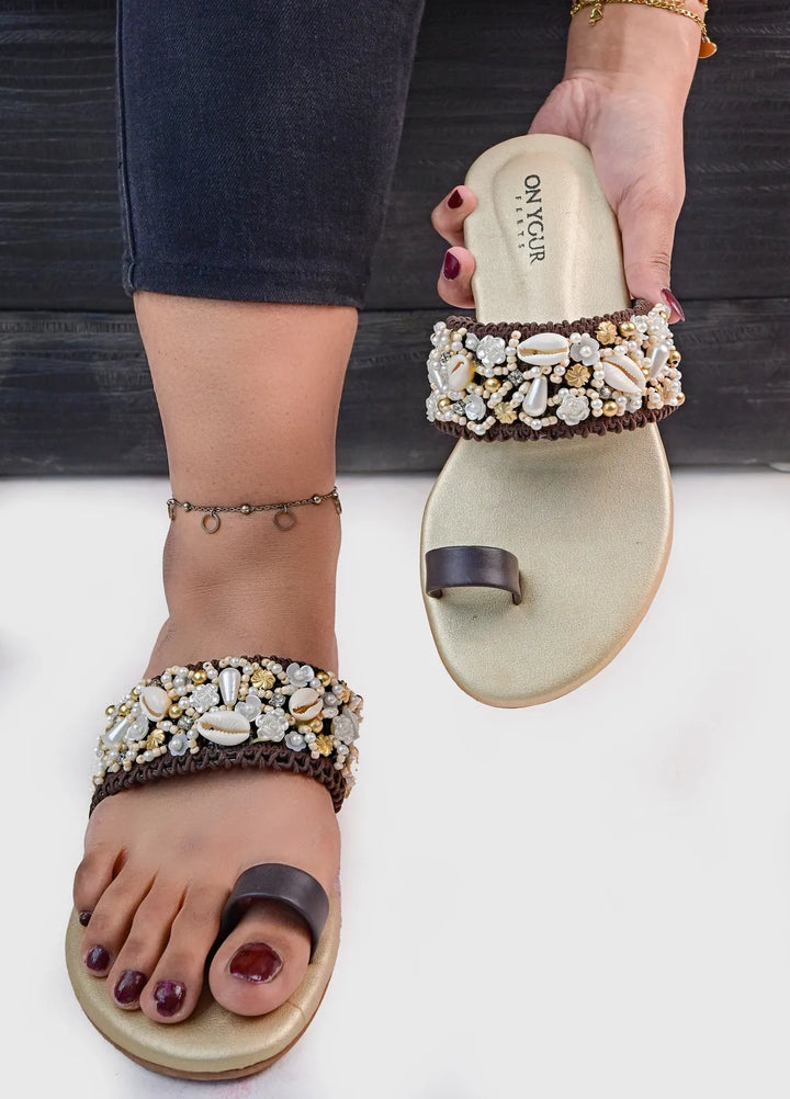 On Your Feets Women Kolhapuri Heer Brown