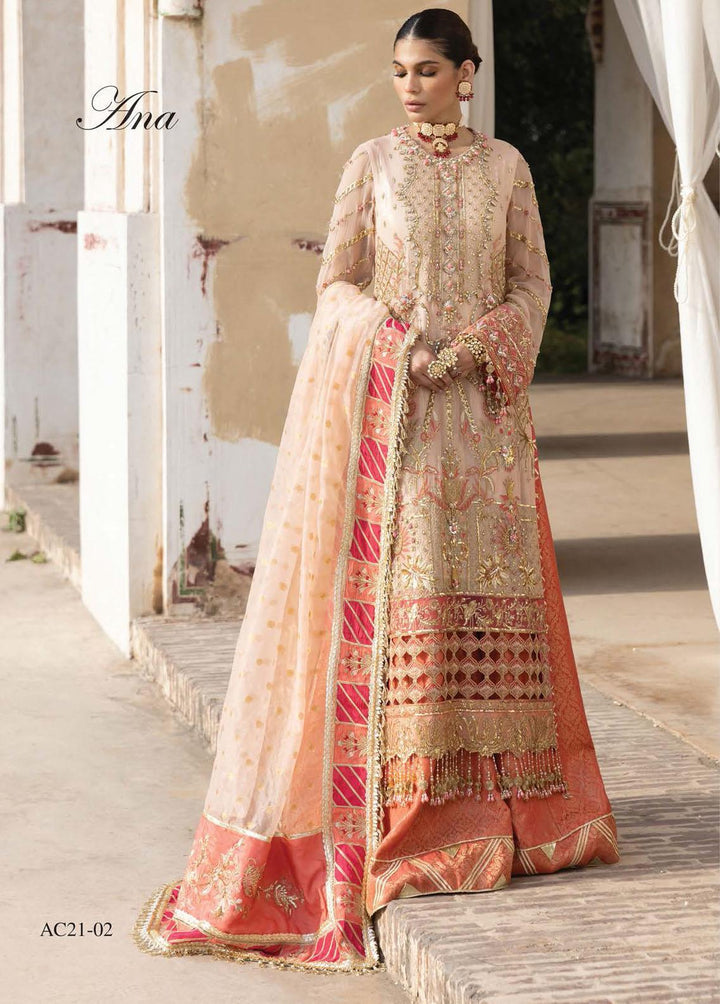 Opulence By Anaya Embroidered Chiffon Suits Unstitched 3 Piece AKC21O AC21-02 Ana - Luxury Collection