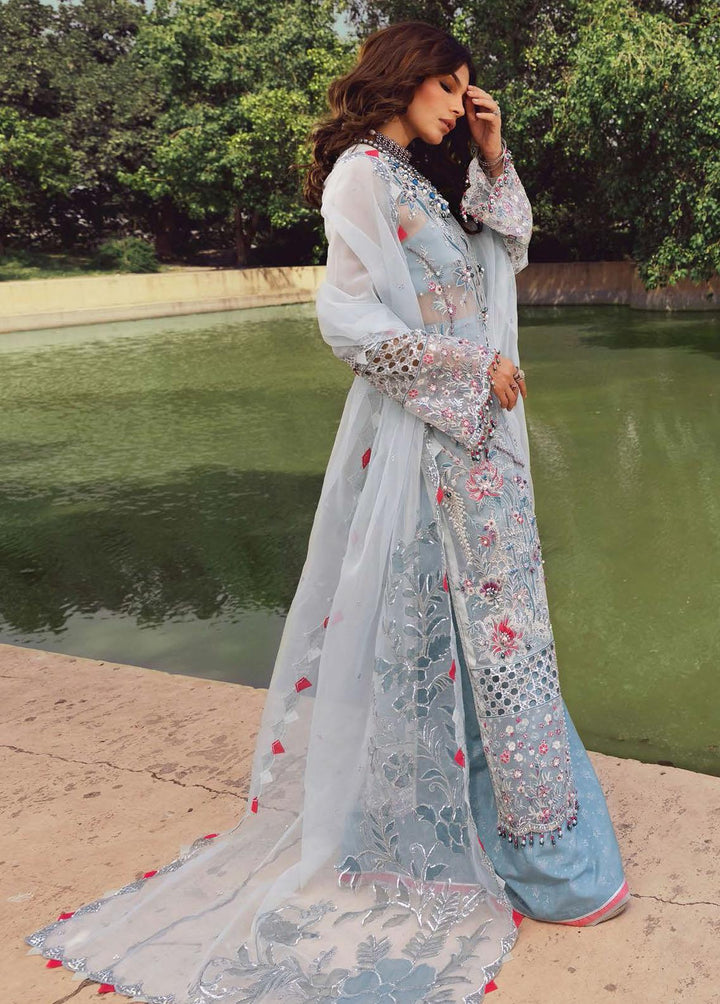Opulence By Anaya Embroidered Chiffon Suits Unstitched 3 Piece AKC21O AC21-05 Aqua - Luxury Collection