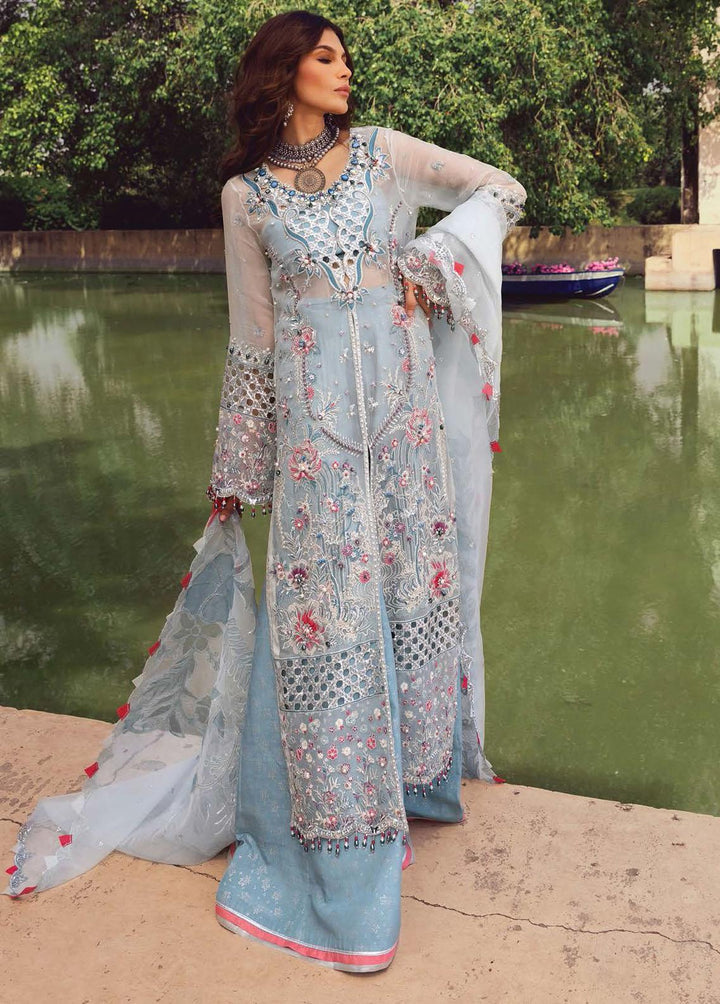 Opulence By Anaya Embroidered Chiffon Suits Unstitched 3 Piece AKC21O AC21-05 Aqua - Luxury Collection