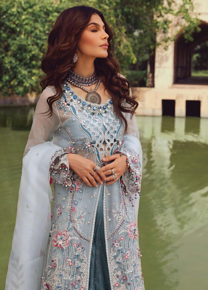 Opulence By Anaya Embroidered Chiffon Suits Unstitched 3 Piece AKC21O AC21-05 Aqua - Luxury Collection