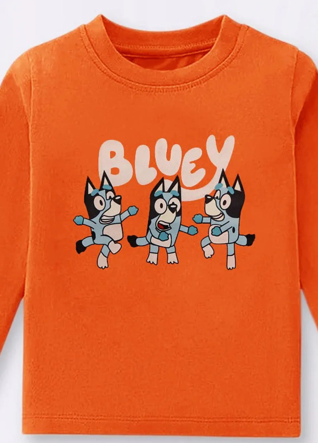 Baby Nest Orange Bluey and the Fun Squad Printed Full Sleeves T shirt for Kids - BNDR-73
