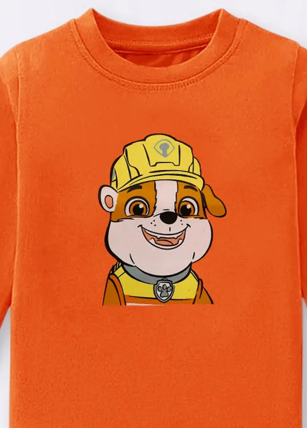 Baby Nest Orange Dog Ruffs Ready to Build Printed Full Sleeves T shirt for Kids - BNDR-71