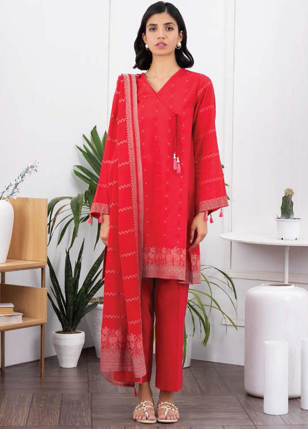 Ayeleen By Orient Textile Printed Jacquard Suits Unstitched 3 Piece OT21A 146 ( RED ) - Summer Collection