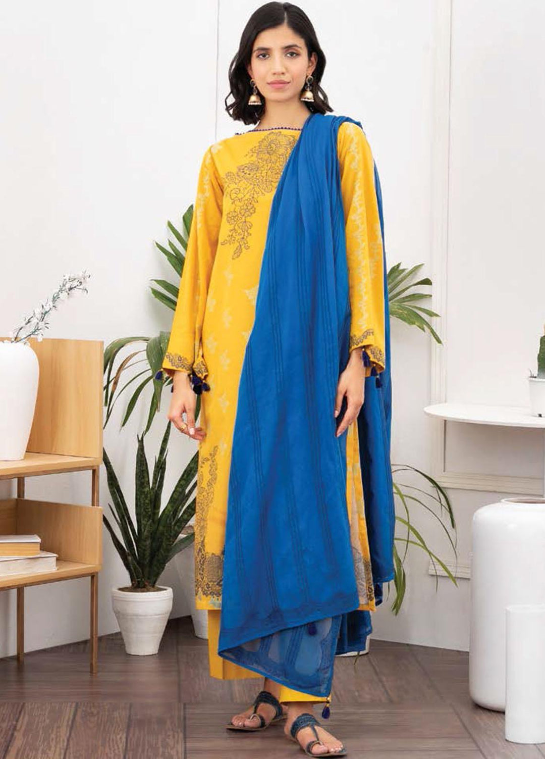 Ayeleen By Orient Textile Printed Jacquard Suits Unstitched 3 Piece OT21A 147 ( MUSTARD ) - Summer Collection