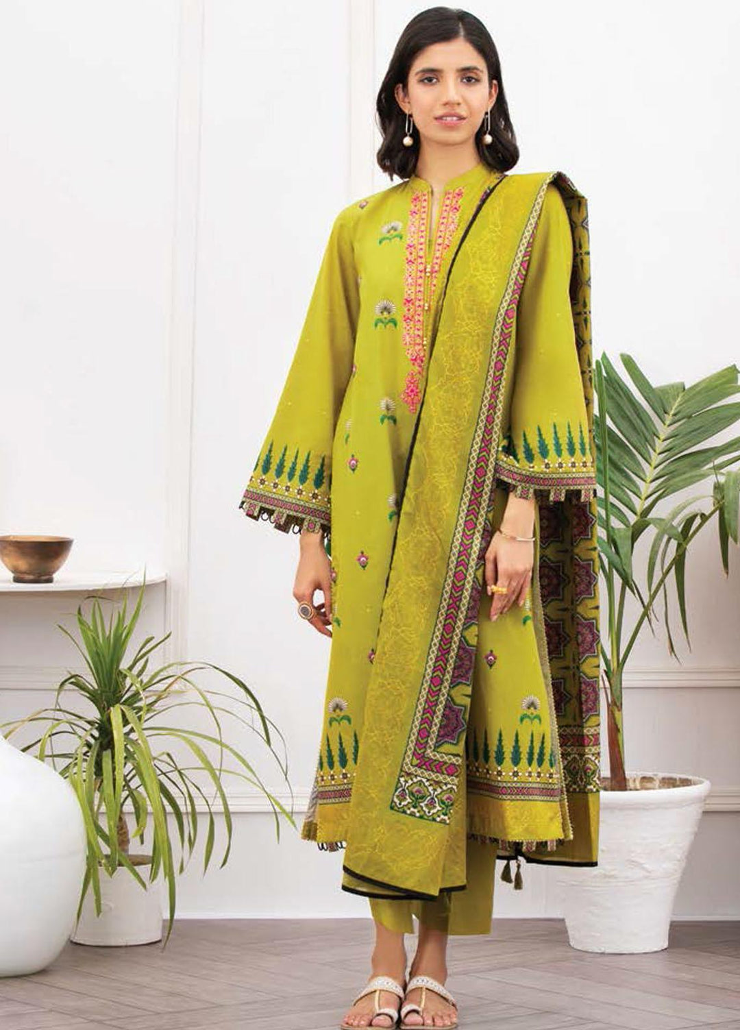 Ayeleen By Orient Textile Embroidered Lawn Suits Unstitched 3 Piece OT21A 167 ( GREEN ) - Summer Collection