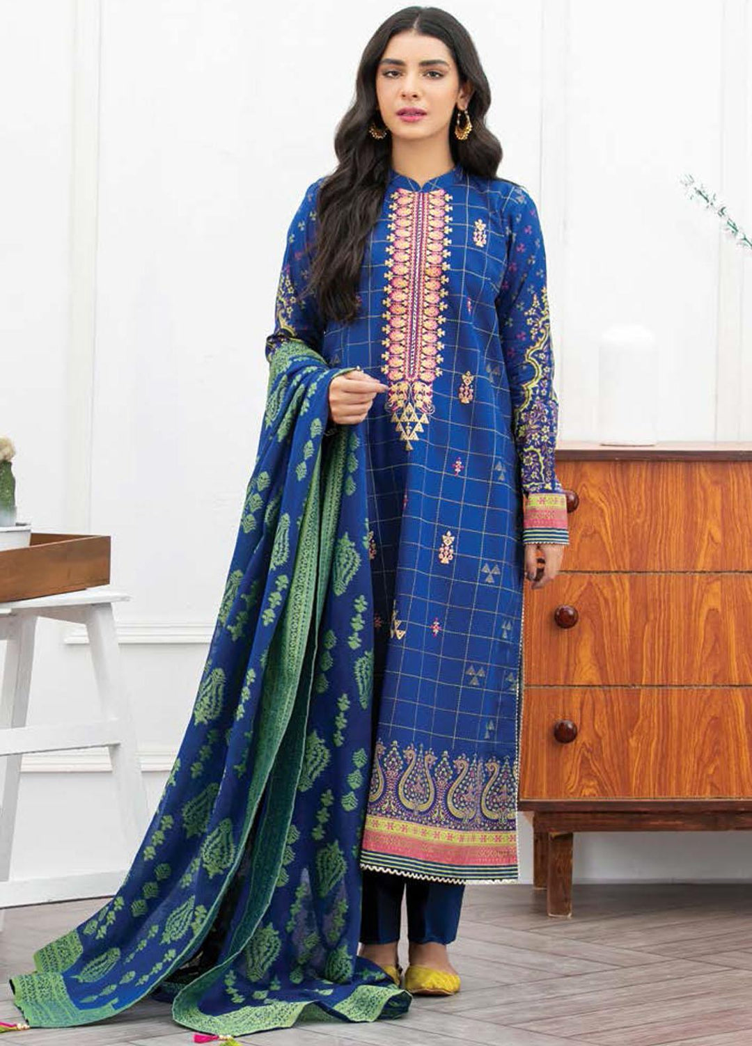 Ayeleen By Orient Textile Embroidered Lawn Suits Unstitched 3 Piece OT21A 181 ( BLUE ) - Summer Collection