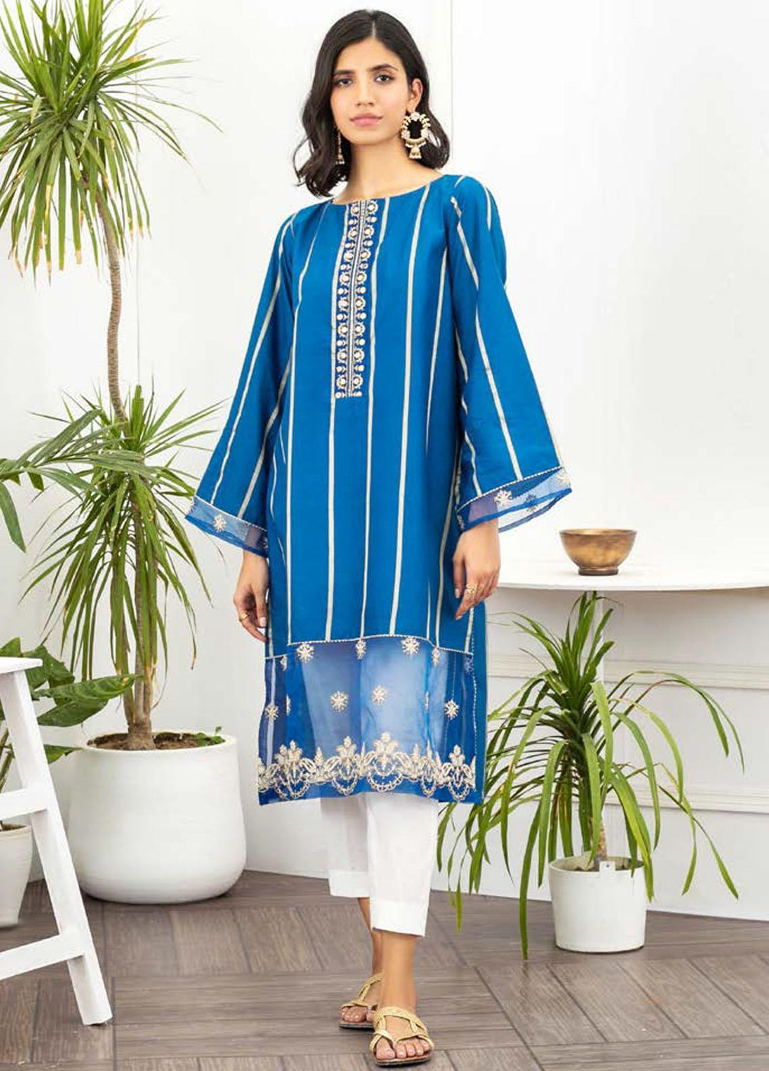 Ayeleen By Orient Textile Embroidered Missouri Unstitched Kurties OT21A 184 ( BLUE ) - Summer Collection