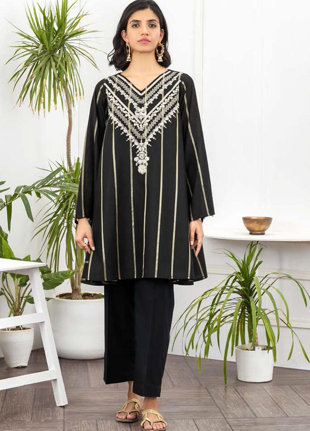 Ayeleen By Orient Textile Embroidered Missouri Unstitched Kurties OT21A 185 ( BLACK ) - Summer Collection