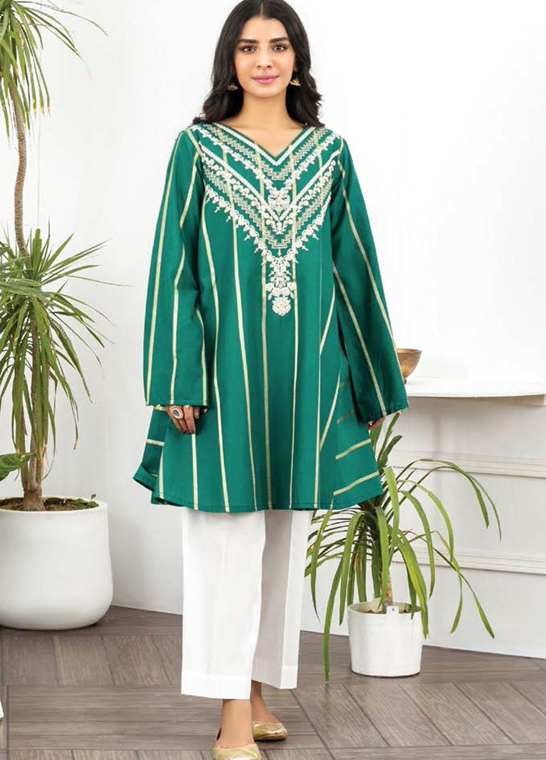 Ayeleen By Orient Textile Embroidered Missouri Unstitched Kurties OT21A 185 ( GREEN ) - Summer Collection