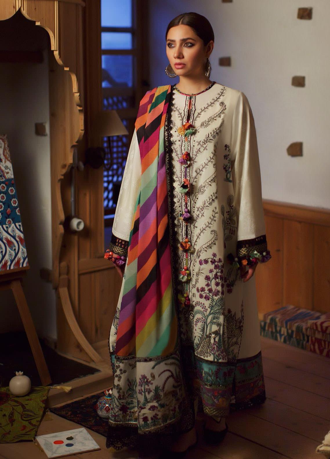Elan Embroidered Lawn Suits Unstitched 3 Piece EL21OR EL21-14-A Emel - Summer Collection main image 1