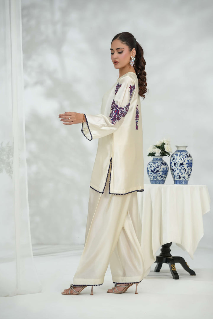 Silcot Pret Embroidered Silk pristine ivory - Winter Collection