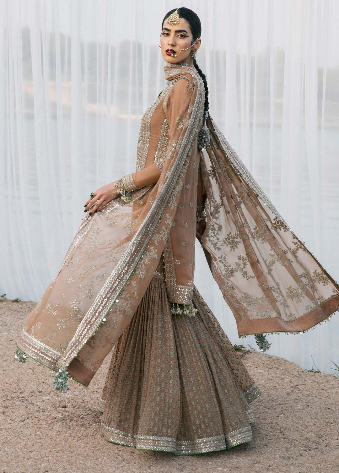 Paar by Hussain Rehar Embroidered Chiffon Suits Unstitched 3 Piece HRR22F Aabroo - Festive Collection