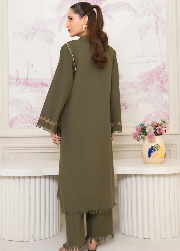 Panache Apparel Pret Embroidered Khaddar 2 Piece Suit Pine