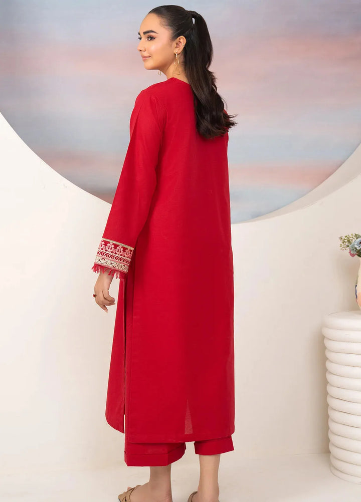 Panache Apparel Pret Embroidered Khaddar 2 Piece Suit Scarlet